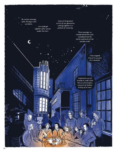 A page from the graphic novel“ A Total Work of Art: The Story of Edgar Miller” by Hannah Dykstra and Jeff Kruse, published in June 2026 by the Chicago- based Edgar Miller Legacy.