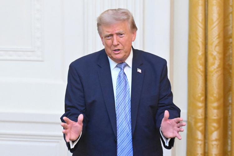 U.S. President Donald Trump addresses the nation from the White House in Washington