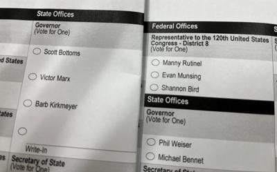 Sample primary election ballots for 2026 show the names of the candidates for Colorado governor and the 8th Congressional