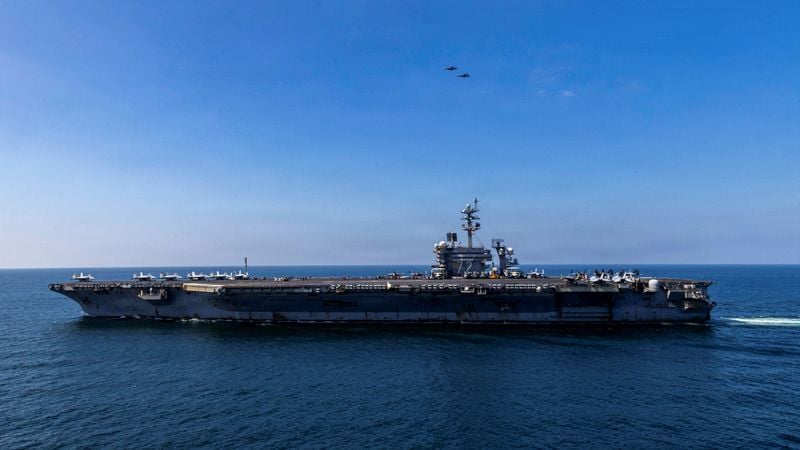The USS Abraham Lincoln, one of three aircraft carriers now in the Middle East.