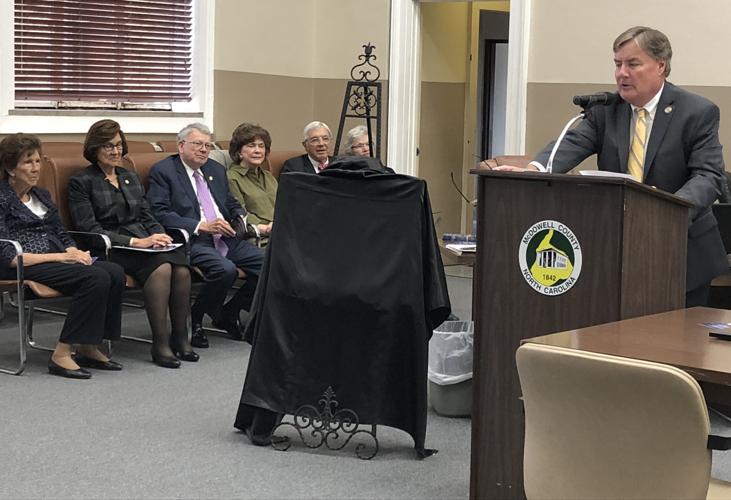 Plaque honoring five judges from McDowell dedicated at courthouse