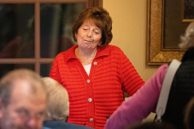 Indiana State Sen. Linda Rogers shrugs at Villa Macri in Granger after conceding to Brian S. Schmutzler in the Republican primary for District 11 on May 5, 2026.