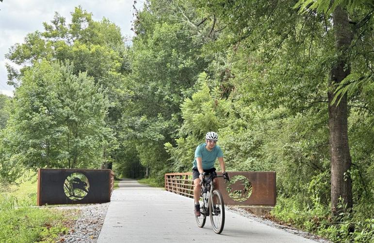 A cyclist on the Swamp Rabbit Trail.