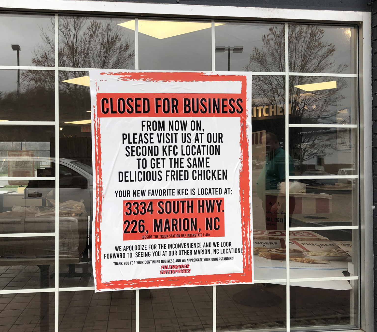 KFC on U.S. 70 West in Marion closes permanently