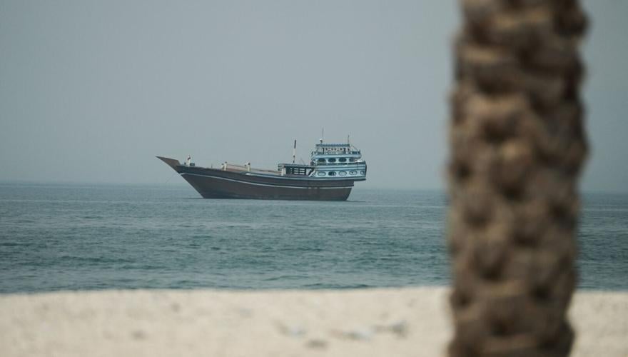 A vessel at the Strait of Hormuz, as seen from Musandam