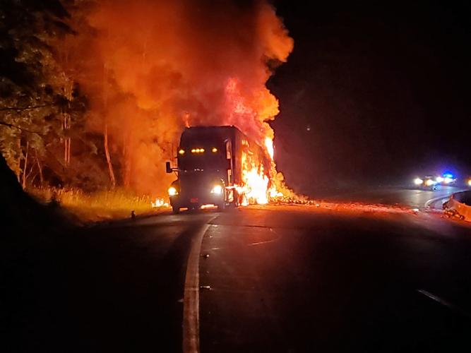 IMAGES: Truck carrying watermelons catches fire on I-40
