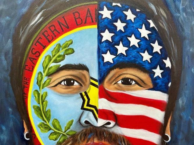 Aaron Lambert’s painting, “American Indian,” is on display at the Museum of the Cherokee People through Dec. 30.