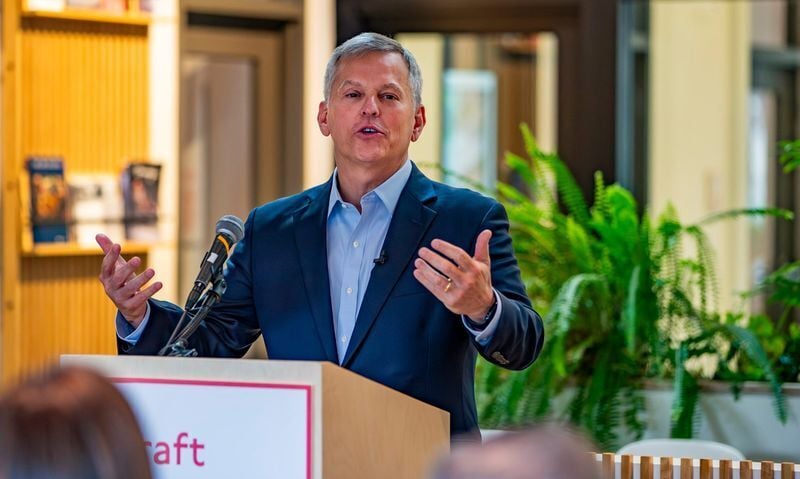 North Carolina Gov. Josh Stein speaks during an event announcing Etsy's $10 million Craft Catalyst Initiative investment at the Center for Craft in Asheville on July 14, 2026. Asheville was named one of five national Craft Hubs that will receive support...
