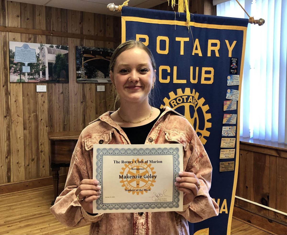 Mackenzie Goley is Marion NC Rotary Student of the Week