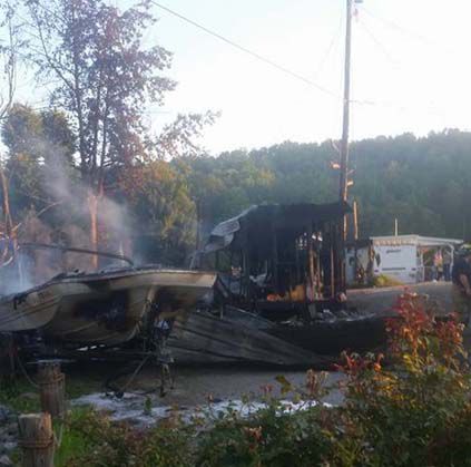 Moose Lodge fire consumes campers, boat