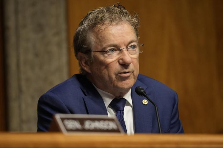 Sen. Rand Paul is pictured during a hearing as Anthony Fauci, former director of the National Institute of Allergy and