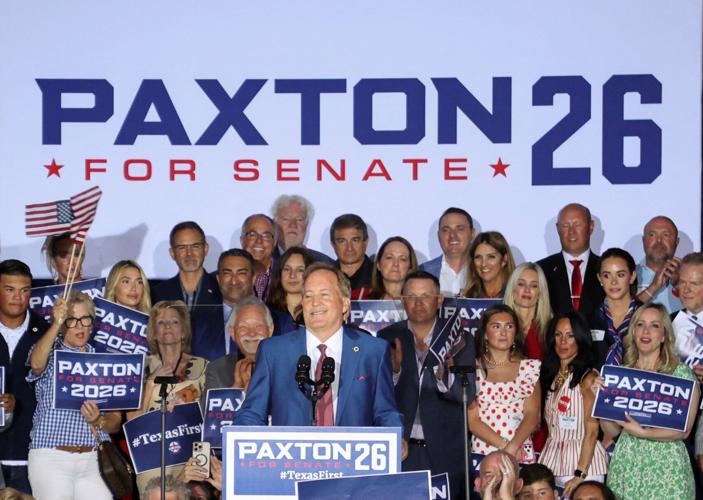 Texas Attorney General Ken Paxton speaks to supporters after winning the Republican runoff election for U.S. Senate in Texas, in Plano