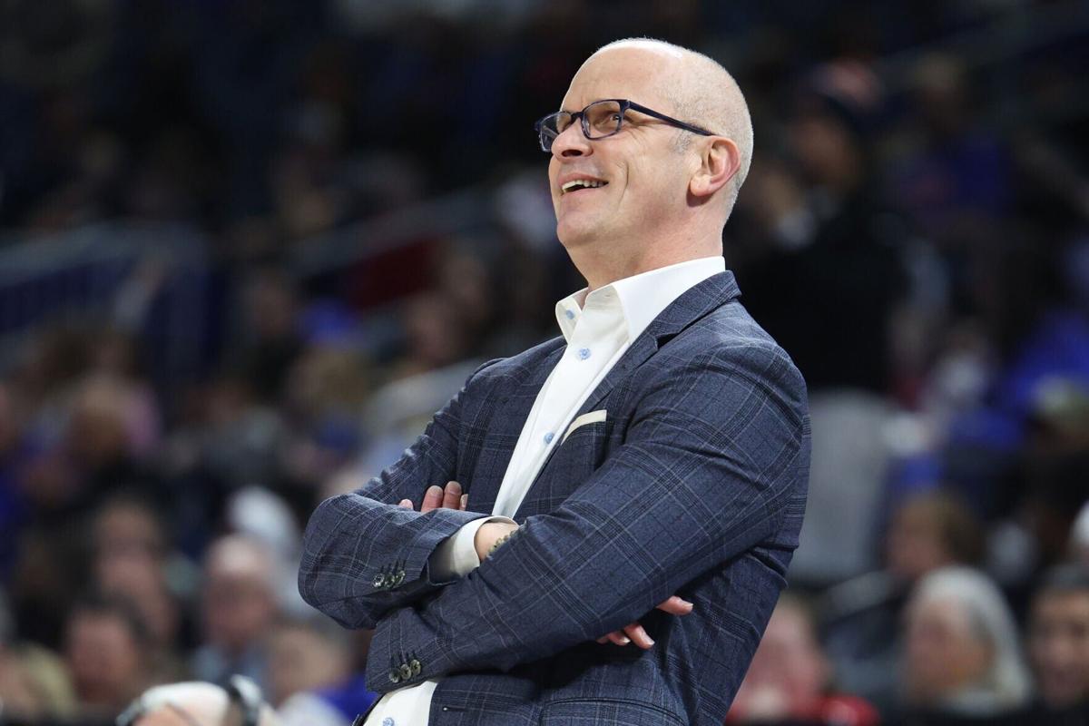 UConn head coach Dan Hurley looks on during the first half against DePaul at Wintrust Arena on Dec. 21, 2025, in Chicago.