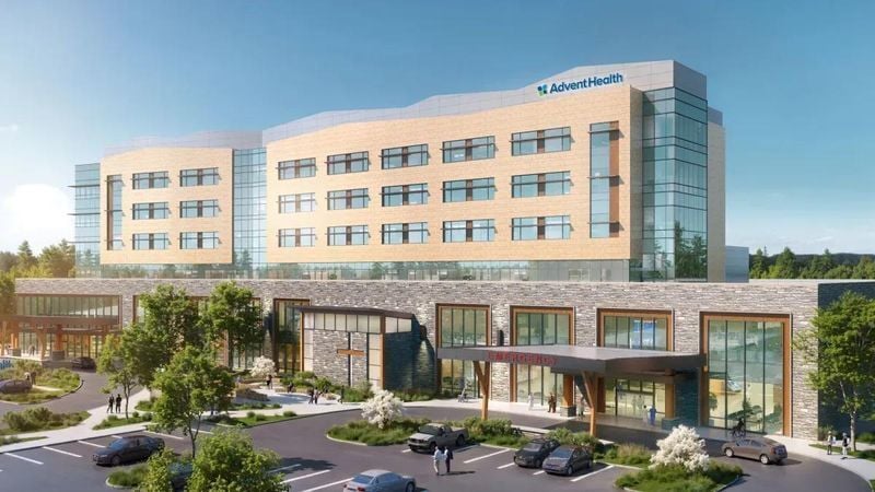 A rendering of the hospital planned by the Florida-based nonprofit AdventHealth in Weaverville. AdventHealth has applied to expand its Weaverville facility by 92 acute care beds in a project that would cost $272 million and be completed by January 2030.