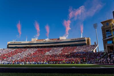 A general view of Jones AT&T Stadium before the fourth quarter of the game between the Texas Tech Red Raiders and the BYU Cougars at Jones AT&T Stadium on Nov. 8, 2025, in Lubbock, Texas.