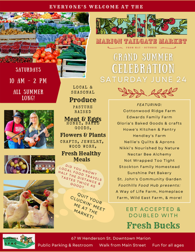 Marion Tailgate Market announces Summer Celebration and more for 2023