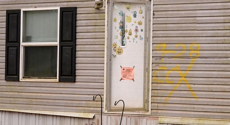 A home is pictured in the Black Mountain Manufactured Home Community is pictured in Swannanoa, N.C., Tuesday, Nov. 19, 2024. The neighborhood was devastated by Tropical Storm Helene.