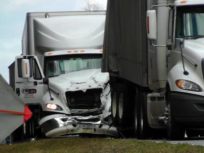 IMAGE: Collision between trucks stalls traffic on US 221