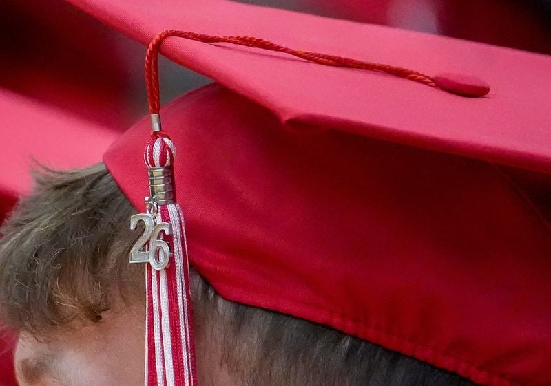 A tassel is seen on a graduation cap during the 2026 Pulaski High School commencement ceremony on Wednesday, May 26, 2026, at Pulaski High School in Pulaski, Wis. Tork Mason/USA TODAY NETWORK-Wisconsin