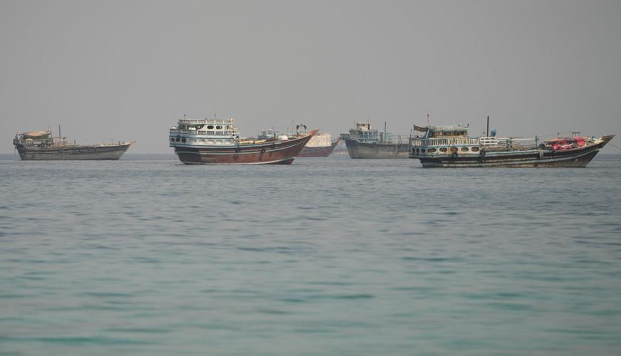 Vessels near the Strait of Hormuz, as seen from Musandam
