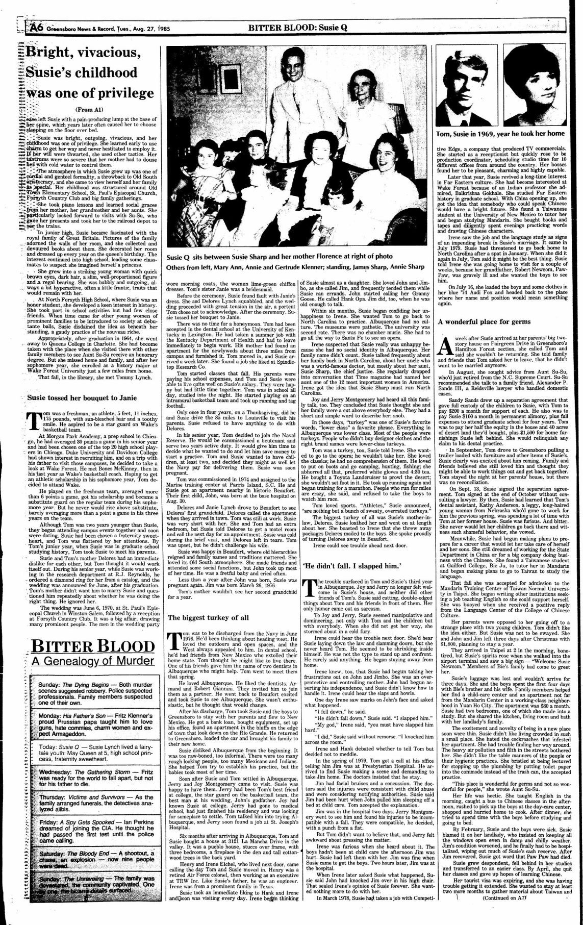 Bitter Blood: Susie's childhood was one of privilege