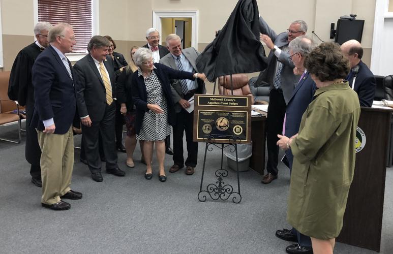 Plaque honoring five judges from McDowell dedicated at courthouse