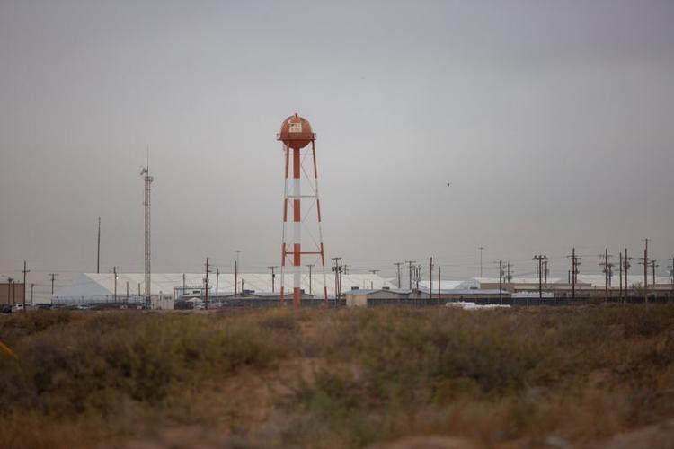 Camp East Montana, an ICE immigration detention center, is pictured from a distance.