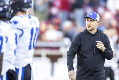Kentucky head coach Will Stein watches his team before a game against Oklahoma at Memorial Stadium on Oct. 17, 2026, in Norman, Oklahoma.