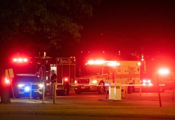 Emergency vehicles arrive at Riverbend Maximum Security Institution Wednesday, Sept. 30, 2026. It is unknown if they were for Christa Pike who was being given a lethal injection. Pike had not been declared dead when the witnesses were asked to leave the...
