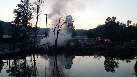 Moose Lodge fire consumes campers, boat