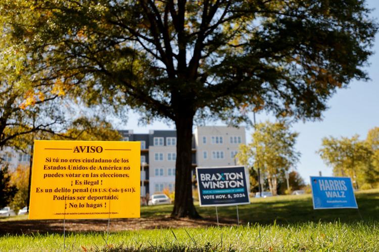 FILE PHOTO: Sign warning non-citizens not to vote in elections, in Durham