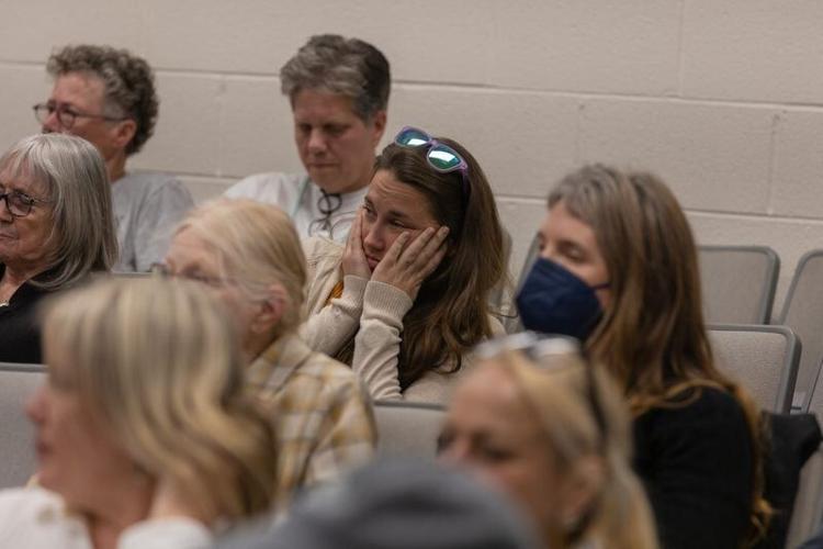 Crowd reactions during Congressman Chuck Edwards’ town hall on March 13, 2025 at A-B Tech’s Ferguson Auditorium. 300 constituents from North Carolina’s 11th congressional district packed the auditorium, with hundreds more protesting outside. Colby Rabon...