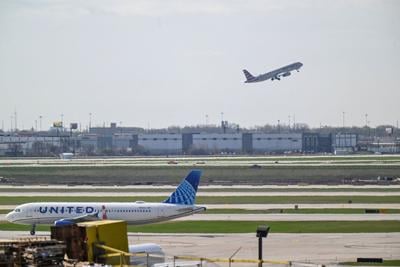 United Airlines and American Airlines planes at Chicago O'Hare International Airport