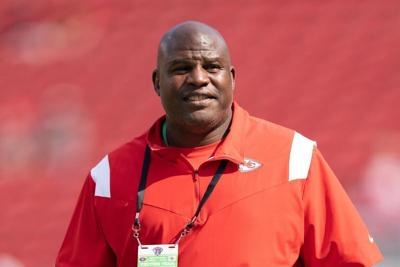 Kansas City Chiefs offensive coordinator Eric Bieniemy before the game against the San Francisco 49ers at Levi's Stadium.