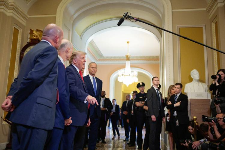 U.S. President Donald Trump attends the Senate Steering Committee Lunch, on Capitol Hill in Washington