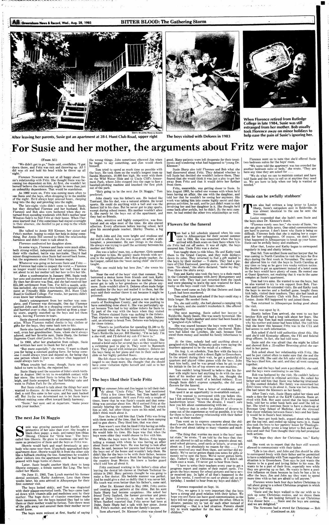 Bitter Blood: For Susie and her mother, arguments about Fritz were major