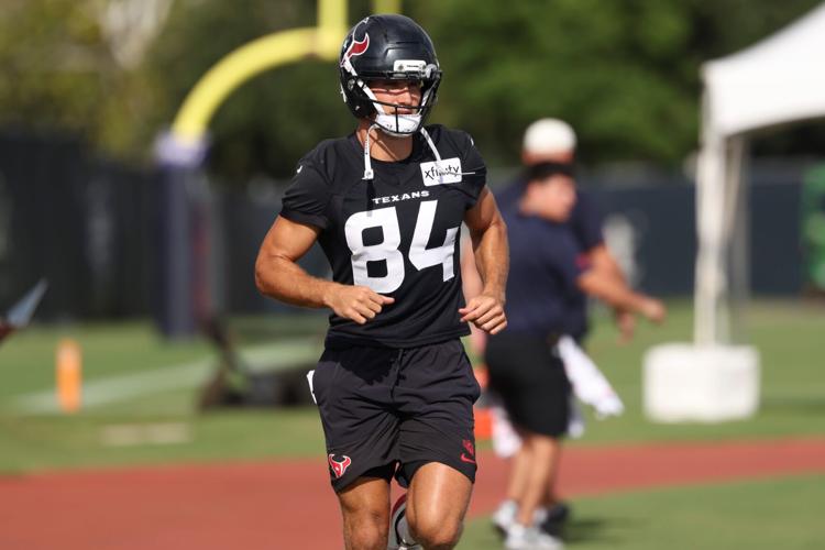 Jul 30, 2026; Houston, Texas, USA;  Houston Texans wide receiver Justin Watson (84) during training camp at Houston Methodist Training Center. Mandatory Credit: Troy Taormina-Imagn Images