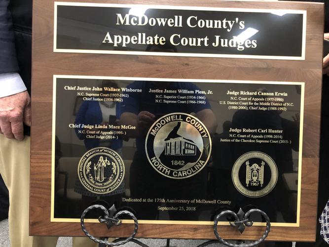 Plaque honoring five judges from McDowell dedicated at courthouse