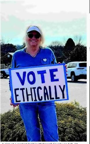 McDowell Democrats mark Valentine's Day with protest