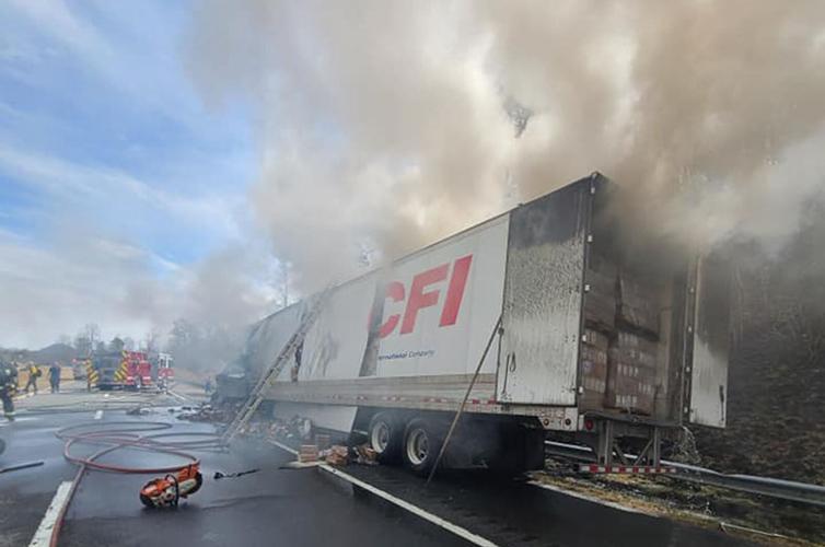 Tractortrailer fire on I40 shuts down eastbound lanes between Marion