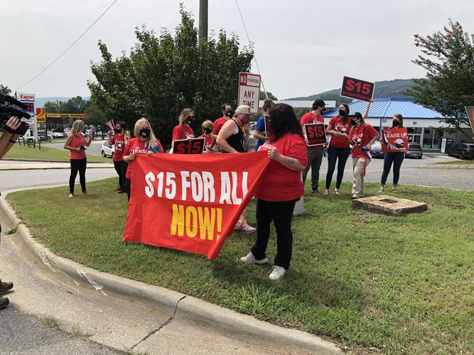 Workers hold strike, rally in Marion for pay increases, union