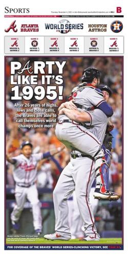 Atlanta Braves 2021 Champs Newspaper 1995 World Series Champion