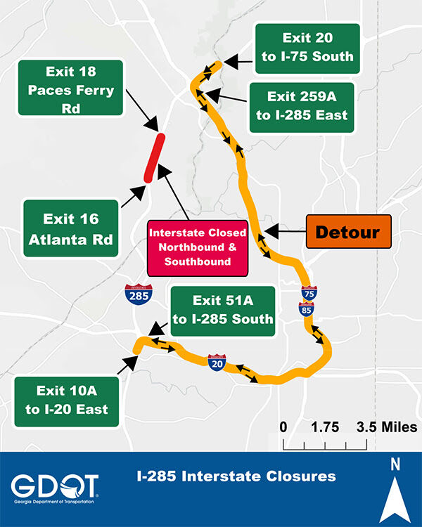 Plan ahead: I-285 closure scheduled for next weekend | Local News