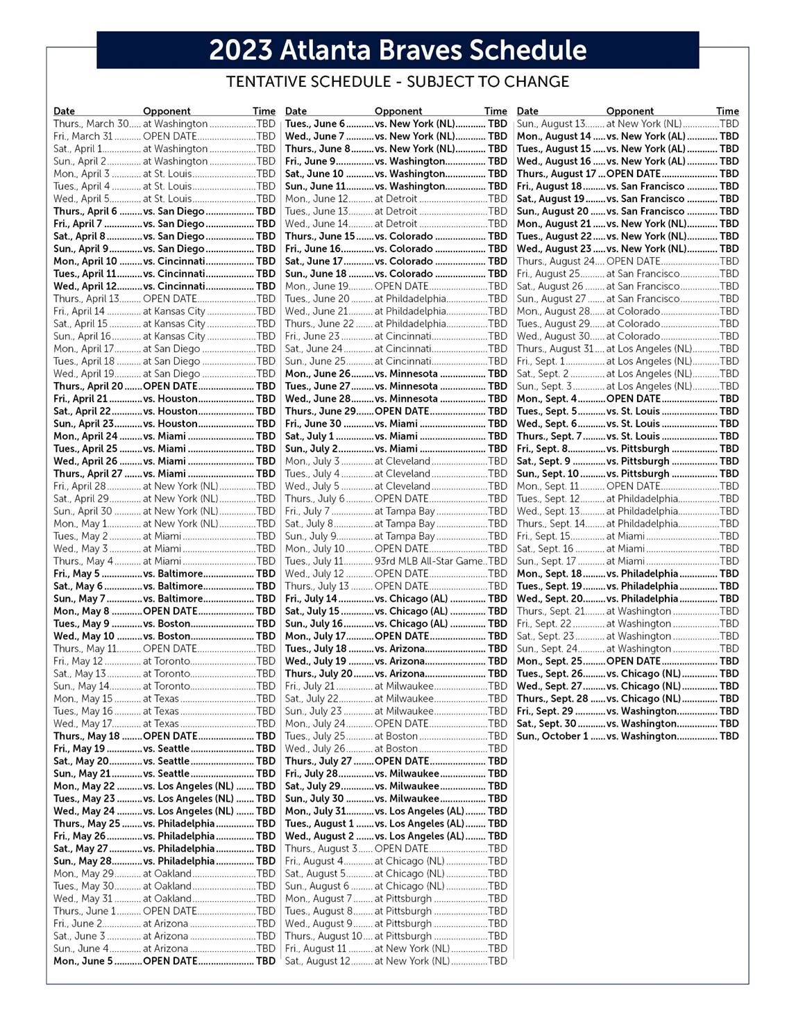 Braves 2023 Schedule Printable Printable World Holiday Braves 2023 Schedule Printable Printable World Holiday