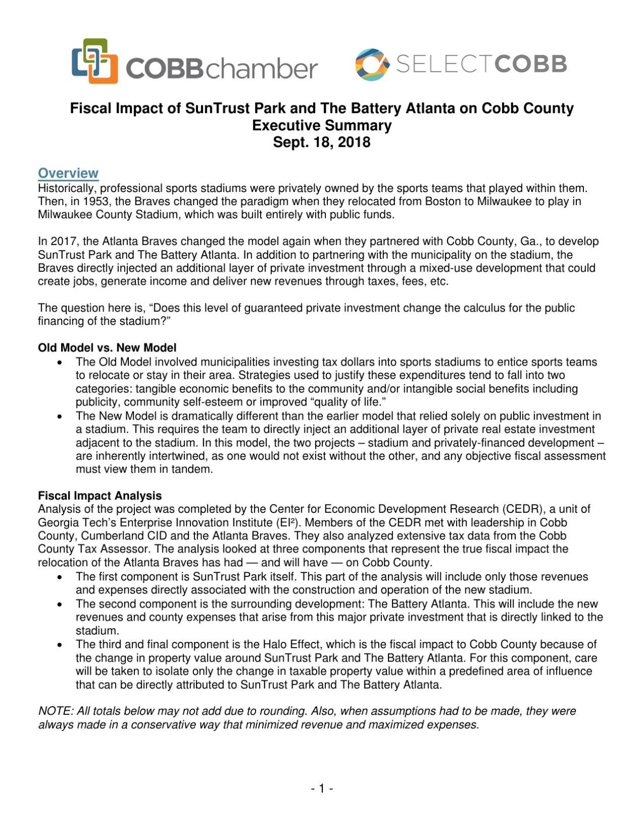 Fiscal Impact Study Shows Atlanta Braves' SunTrust Park, The