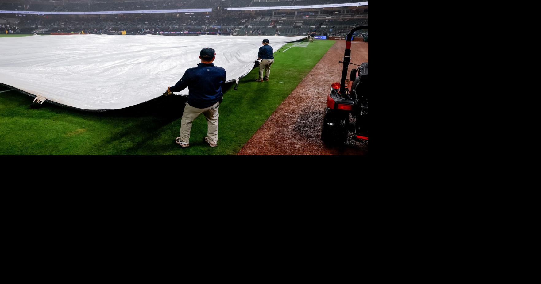 Braves-Giants game suspended by rain, to resume Wednesday at 2 p.m. with Giants up 3-2