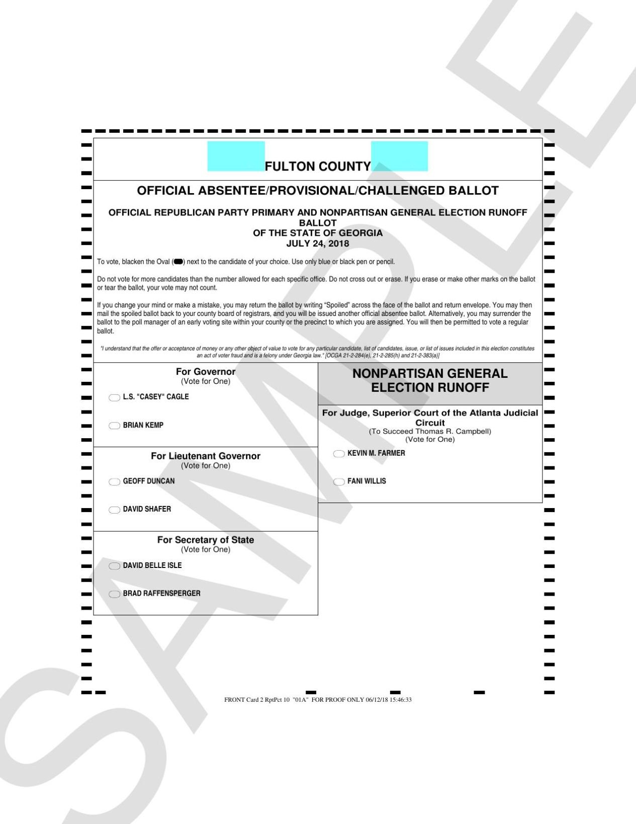 Fulton County Runoff Sample Ballot Republican Neighbornewsonline Com Suburban Atlanta S Local Mdjonline Com