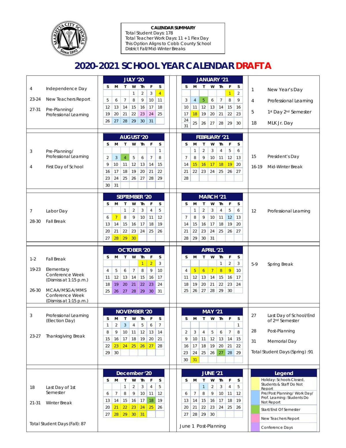 Marietta school board to consider next two years' calendars News