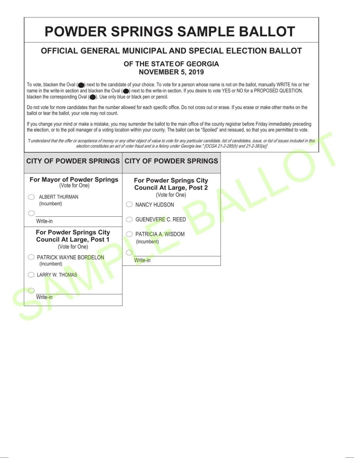 Powder Springs Sample Ballot Pdf Mdjonline Com