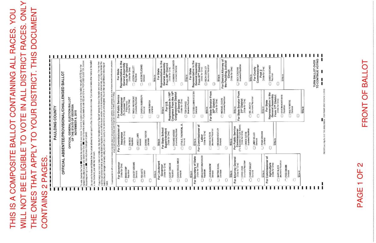 Paulding County 2018 November election ballot ...